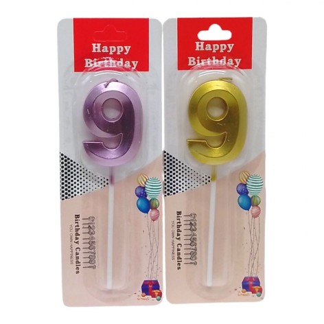 Свеча-цифра "9" металлик 5см (35459)