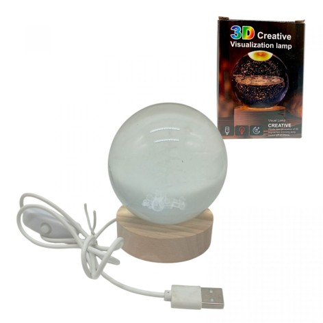 Ночник стеклянный шар Елка с подарками 8 см