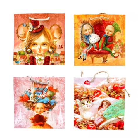 Пакет бумажный 16*16*7см, микс видов