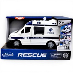 Машина "Спецслужба: Полиция", свет, звук, инерция, в коробке (белая)