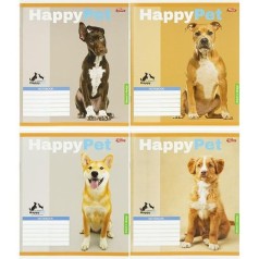 Тетрадь ЦВЕТНАЯ на 18 листов КЛЕТКА "HAPPY PET" (20 ШТ)