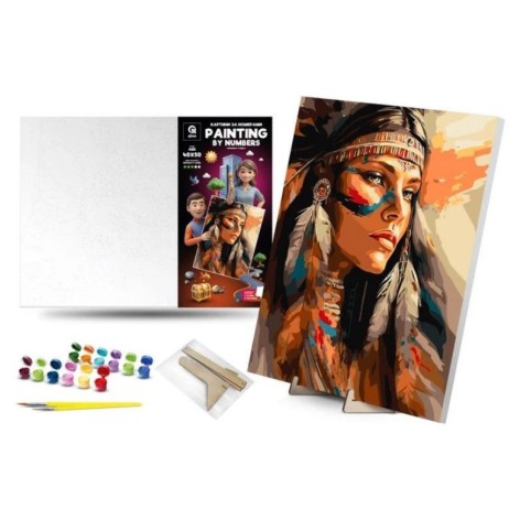 Картина по номерам 40х50 см "Воинственная туземка" с деревянной подставкой