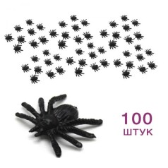 [PR1243] Паук маленький чёрный пластмассовый 1.5 см  (100)