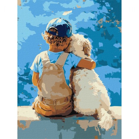Картина по номерам "Мальчик и пес" 30x40 см