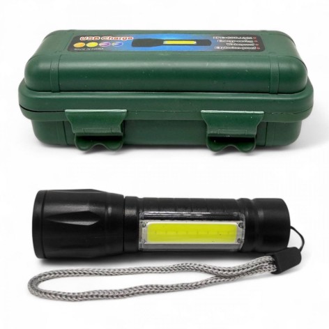 Фонарик светодиодный (акмулятор, USB, пластиковый корпус, в коробке)