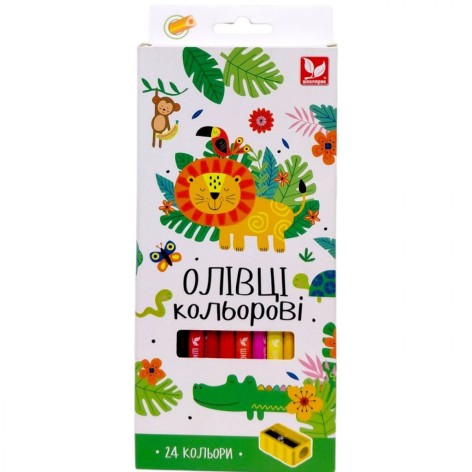 Карандаши цветные трехгранные + точилка - 24 цвета