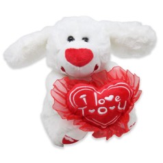 Мягкая игрушка "Собачка с сердцем", белая