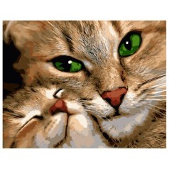 Картина по номерам "Кошка с котёнком" ★★★★