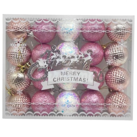Новогодние украшения, 21 штука, подвеска, шарики, D=4,5 см, в слюде