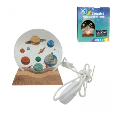 Ночник плоский стеклянный Планеты солнечной системы 8 см