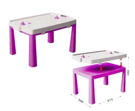 Пластиковий стіл з насадкою для аерохоккея (рожевий)