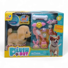 Щенок интерактивный "Plush Pet", с аксессуарами (бежевый)