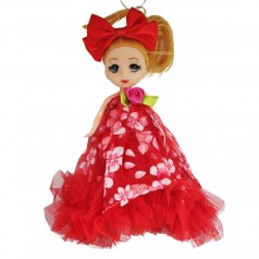 Кукла-брелок с бантом "Роза", красная