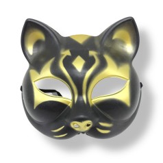 Маска Японской лисы (ЧЕРНО-ЗОЛОТАЯ)