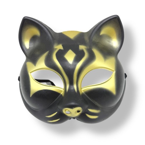 Маска Японской лисы (ЧЕРНО-ЗОЛОТАЯ)