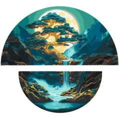 Картина за номерами з фарбами металік "Магія нічного пейзажу" (напівкруги) 70*70 см