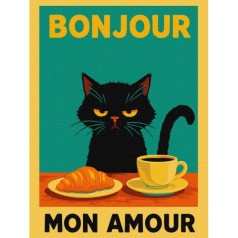 Картина по номерам "Постер. Утро с котиком" 30x40см