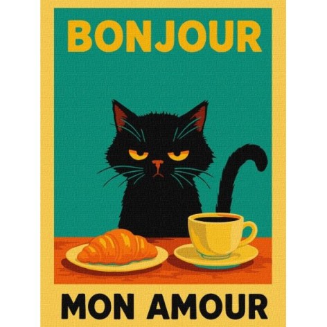 Картина по номерам "Постер. Утро с котиком" 30x40см