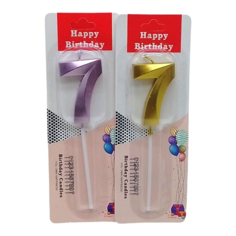 Свеча-цифра "7" металлик 5см (35461)