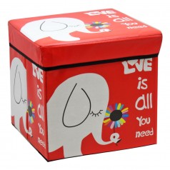 Корзина-пуфик для игрушек "Слон" (красный)