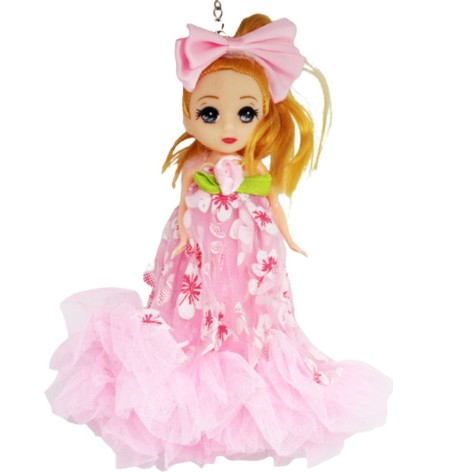 Кукла-брелок с бантом "Роза", розовая