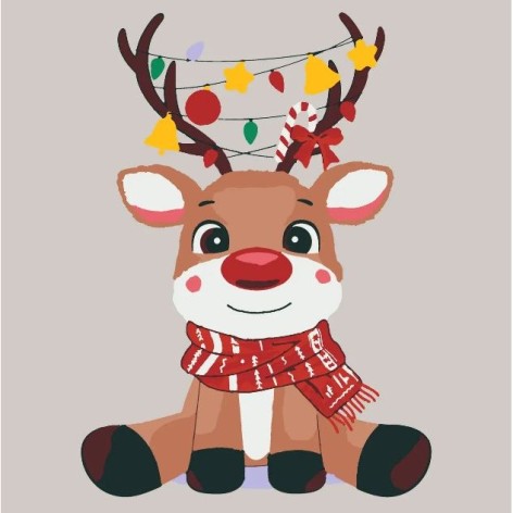 Картина по номерам со светодиодной подсветкой "Оленя" 25x25 см