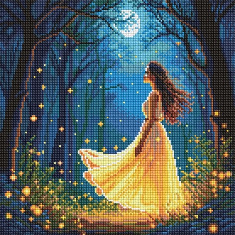 Алмазная мозаика "Девушка среди светлячков" 40х40 см