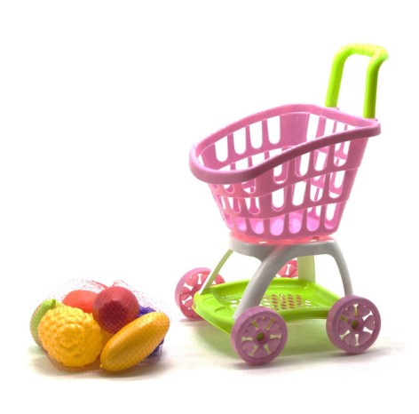 Візок покупця з рожевими продуктами