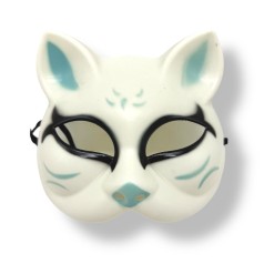 Маска Японской лисы (Бело-Голубая)