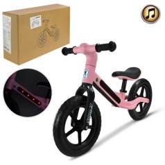 Велобег (рама из нейлонового стекловолокна, колеса EVA, светло, звук) розовый в короб. 75*14*45 см