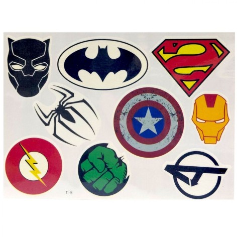 Татуировки-перебивки, временные, "Супергерои 2" (1 лист)