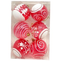 Новогодние украшения, 6 штук, шарики, D=7,5 см, в слюде