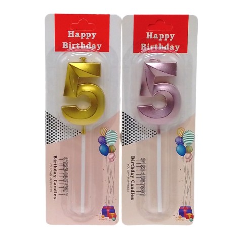 Свеча-цифра "5" металлик 5см (35463)