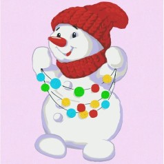 Картина по номерам со светодиодной подсветкой "Снеговик" 25x25 см