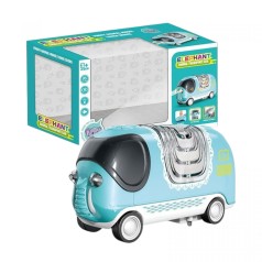 Машина музыкальная, подсветка, ездит, звуки транспорта и животных, машинка и слон шатаются, 2 режима: со звуком и без, резиновые шины, в коробке
