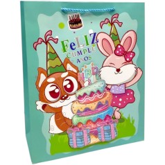 Пакет подарунковий, 32х26х12 см (ТВАРИНКИ М`ЯТНИЙ)