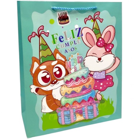 Пакет подарунковий, 32х26х12 см (ТВАРИНКИ М`ЯТНИЙ)