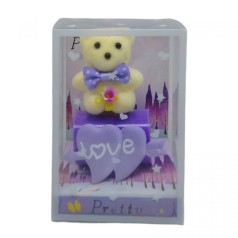 Ведмедик з серцем Love бузковий