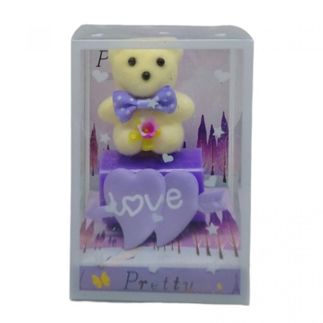 Ведмедик з серцем Love бузковий