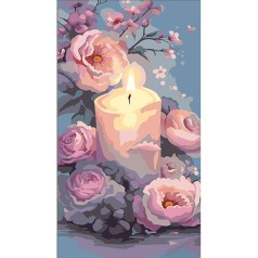 Набір для розпису по номерах Букет ніжних квітів зі свічкою Strateg розміром 50х25 см (WW219)