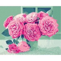 Картина по номерам "Розы в голубой вазе" 40х50 см