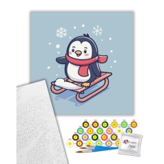 Картина по номерам "Малыш на санках" 30х30 см