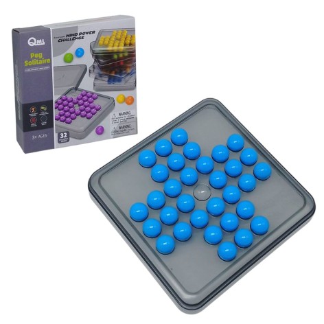 Логическая игра "Peg Solitaire - Солитер с колышками", 32 шарика (голубой)