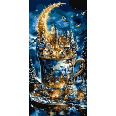 Картина по номерам с красками металлик "Рождественский сказочный город" 40х80 см