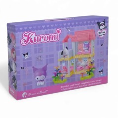 Будиночок аніме Kuromi 1 герой, 72 елементи, підсвічування, висота 31см, два поверхи, ліжечко, стіл, парканчик, в коробці