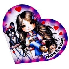 Открытка поздравительная "Валентинка" 13,1х7,1 см (10 штук)