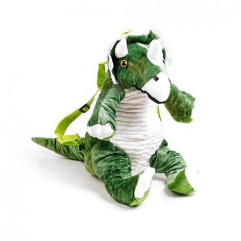 Мягкая игрушка-рюкзак "Динозавр: Трицератопс", зеленый