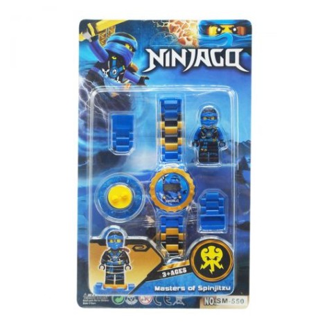 Уцінка. Дитячий набір "Ninjago" з годинником (синій) - не працює електроніка