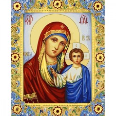 Картина по номерам "Икона Божьей Матери с Иисусом"  ★★★★