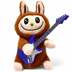 Мягкая музыкальная игрушка-повторюшка "Лабубу", 18 см (коричневый)